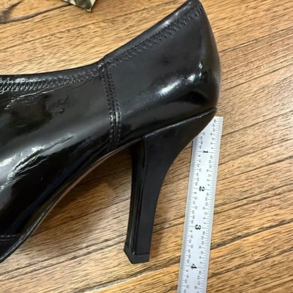 TAHARI Black Patent Leather Ankle Booties